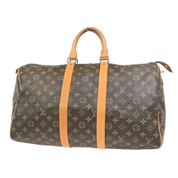 LOUIS VUITTON Keepall 45 Travel Hand Bag Monogram Leather Brown - Picture 1 of 16